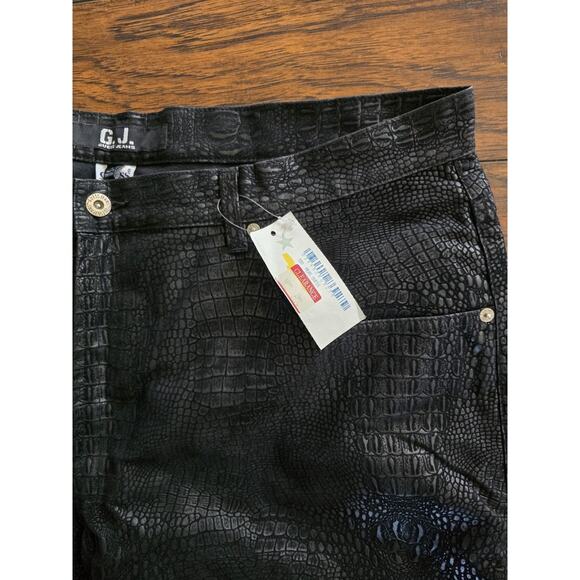 Vintage Guess Jeans Men 42 x 32 Black Embossed Crocodile Skin Pants Straight - Picture 5 of 14